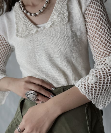 【USED】   Crochet Knit L/S Top②/210921-037