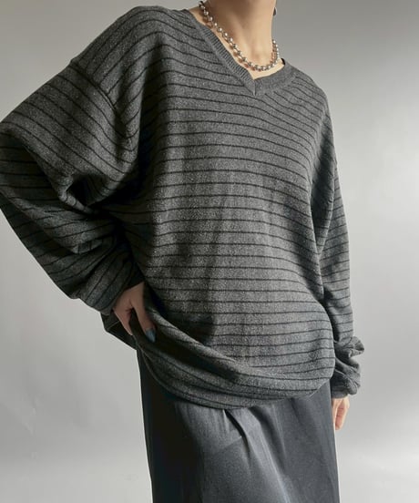 【USED】 Cotton Cashmere Border Knit / 251122-014