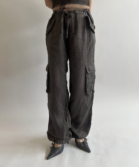 【USED】100% Linen Cargo Pants  / 250517-003