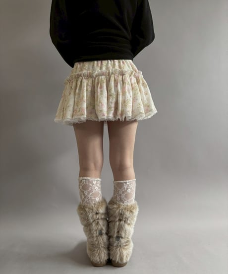 【USED】 Flower Pattern Frill Mini Skirt / 251115-009