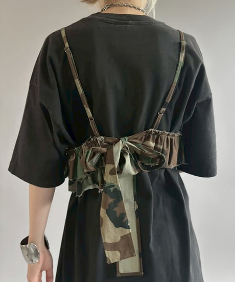 【RE;CIRCLE】 RE Camo Back Ribbon Frill Bustier / 260618-004