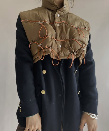 【RE;CIRCLE】 RE Draw Code Down Vest Brown×Orange / 221215-010