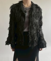【USED】 Fringe Design Sheer Open Collar Shirt / 250526-004
