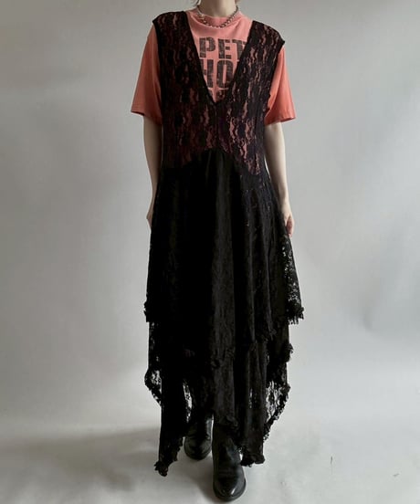 【USED】 Lace Pattern N/S Long One-Piece  / 250628-012