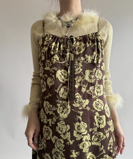 【USED】 Flower Patten Camisole Long One-Piece  /250412-019