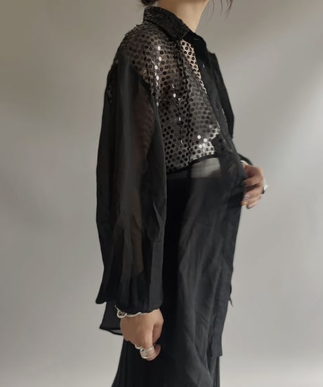 【USED】 L/S Spangle Sheer Shirt / 230722-012