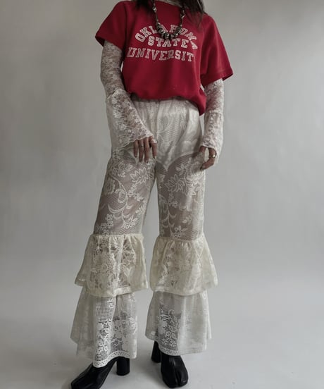 【RE;CIRCLE】 RE Crochet Lace Tiered Pants / 220526-019
