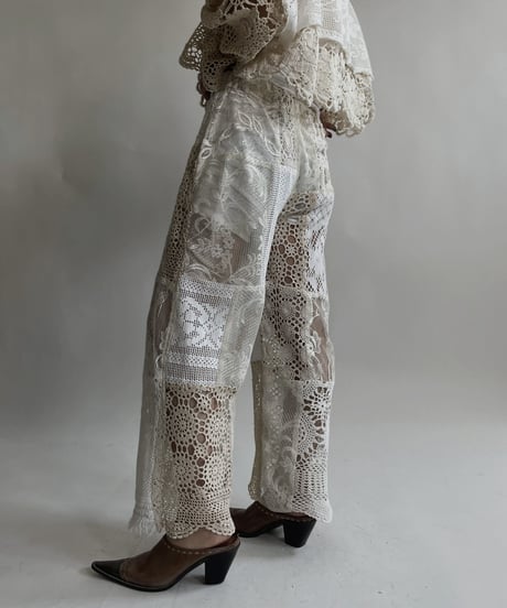 【RE;CIRCLE】 RE Crochet Lace Patchwork Pants / 220427-022