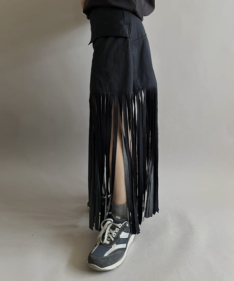【RE;CIRCLE】 RE Trench Fringe Skirt Navy / 240407-027