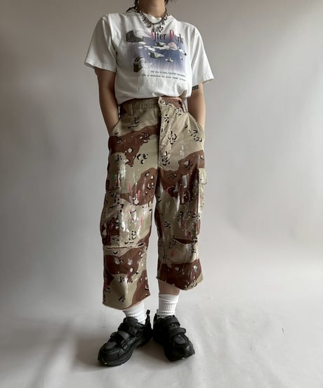 【USED】 Military Camouflage Painted Cut off Shorts  / 250719-006