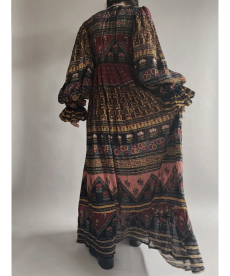 【RE;CIRCLE】 RE Indian Cotton Balloon Sleeved One-piece / 220901-003