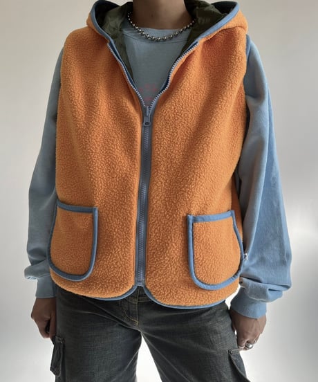 【USED】 90's Reversible Hooded Vest /250104-038