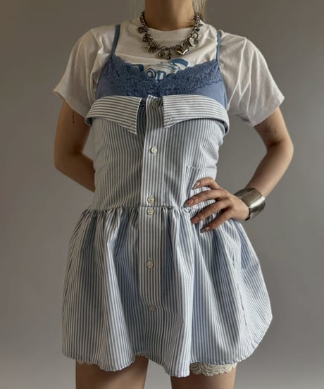 【RE;CIRCLE】  RE Stripe Shirt Mini One-Piece / 260611-003