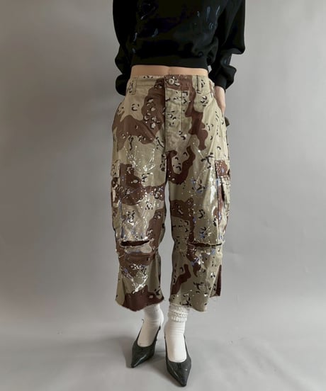 【USED】 Military Camouflage Cut Off Paint Pants /250925-003