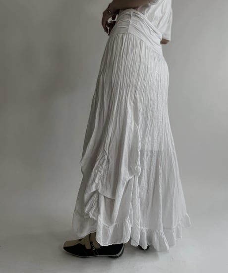 【USED】 White Cotton Long Skirt / 220507-032