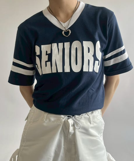 【USED】 V-Neck Seniors Ringer T-Shirt /250503-004