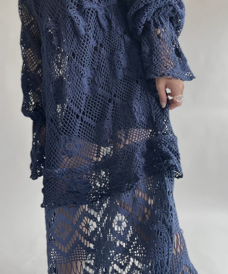 【RE;CIRCLE】 RE Crochet Blue Lace One-piece / 220728-008