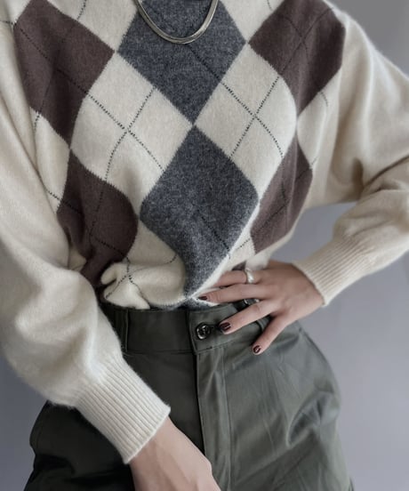 【USED】  Argyle Knit Sweater / 221112-007