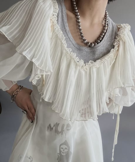 【Mashup Products】 Silk Screen Sheer Long  One-Piece /  240217-003