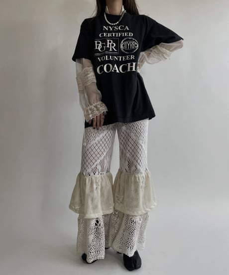 【RE;CIRCLE】 RE Crochet Lace Tiered Pants / 220427-045