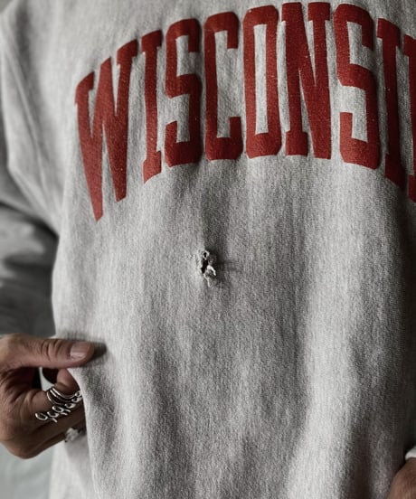 【USED】  90's USA Champion Reverse Weave Sweat WISCONSIN/210902-035