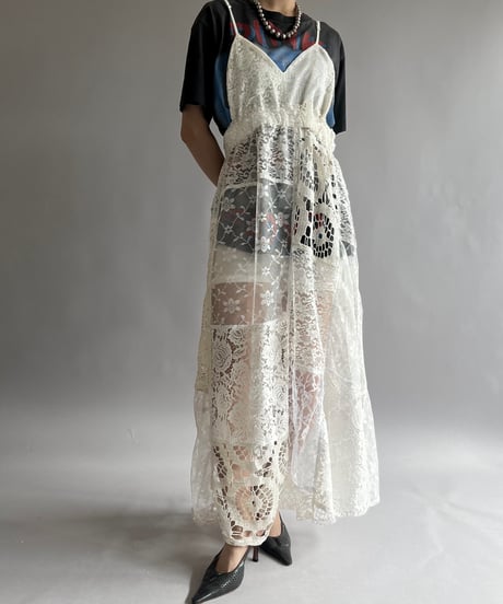 【RE;CIRCLE】RE Crochet Patch Back RBN Camisole One-Piece/240829ー006