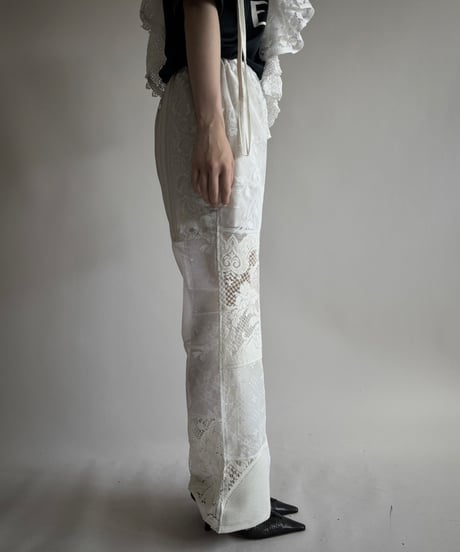 【RE;CIRCLE】 RE Crochet Lace Patch work Pants / 250731-008