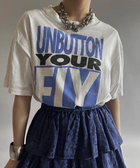 【USED】 Made in USA  80's Hanes UNBUTTON YOUR FLY T-Shirt /240720-023