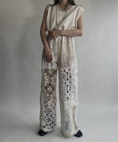 【RE;CIRCLE】 RE Crochet Patchwork Pants / 220623-027