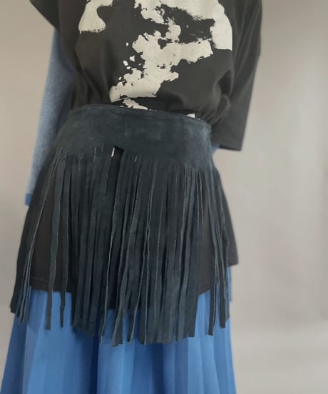 【USED】 Suede Leather Skirt Green / 230304-004