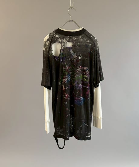【USED】 Damage Paint T-shirt&Thermal Top /260607-030