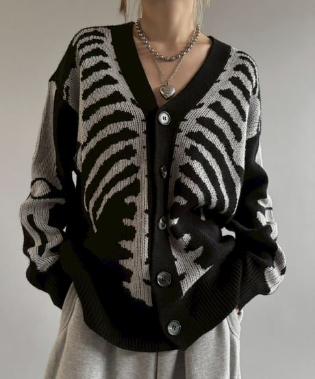 【USED】 Skeleton Print Cardigan /251101-007
