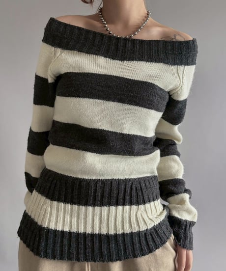 【USED】 Border Pattern Knit Top / 251129-008