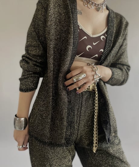 【USED】 Made in USA Lame Knit Cardigan Top  /240414-016