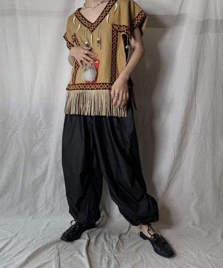 【USED】 Ethnic Fringe Poncho /210708-008