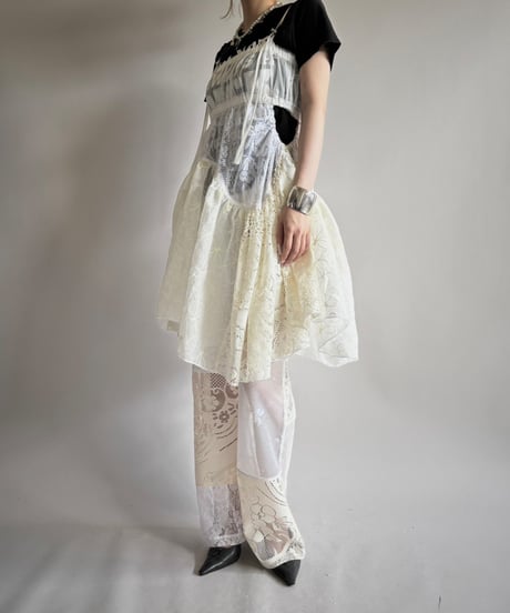 【RE;CIRCLE】 RE Crochet Lace Patch work Pants / 250731-002