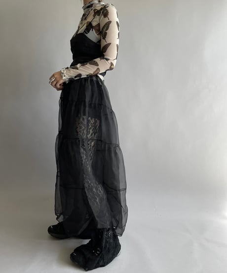 【USED】 Camisole Sheer Gather Long One-Piece/241006-033