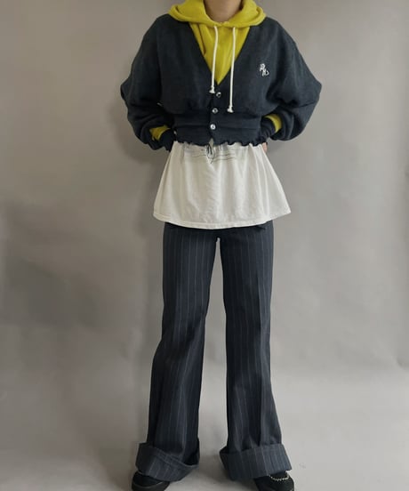 【RE;CIRCLE】 RE Acrylic Knit Cardigan + Hoodie Blue × Yellow / 230220-007