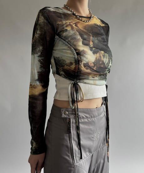 【USED】 Drawstring sheer top/250920-024