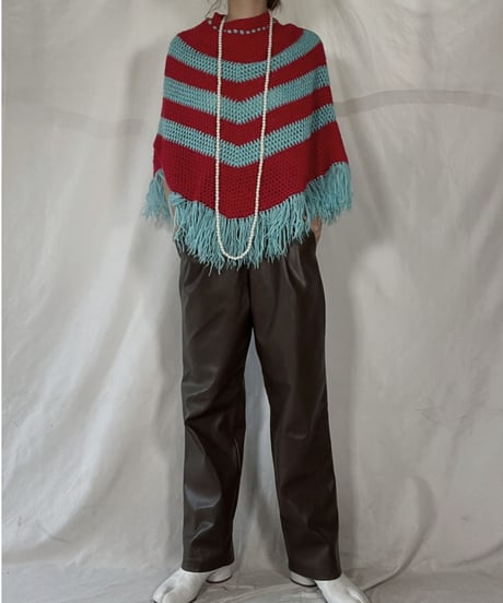 【USED】   Stripe Pattered Knit Poncho/211216-033