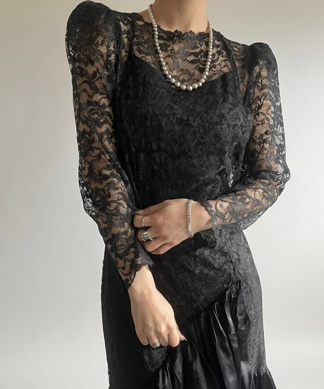 【USED】  Lace Pattern Long One-Piece /250301-015