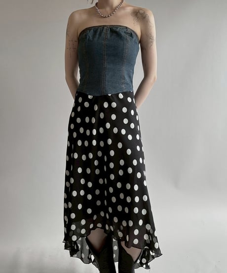 【USED】 Dot Pattern Denim One-Piece  / 250628-023