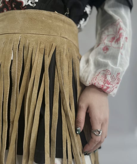 【USED】 Suede Leather Skirt Beige / 230304-002