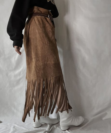 【USED】 Suede Fringe Skirt/210926-011