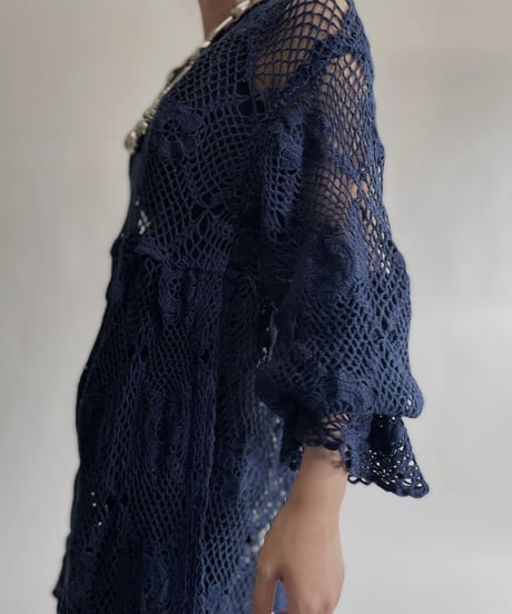 【RE;CIRCLE】 RE Crochet Blue Lace One-piece / 220728-008