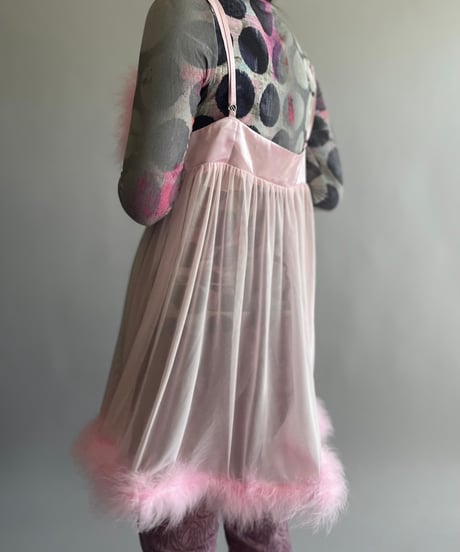 【USED】 Fur Patterned Sheer Camisole Top /241006-015