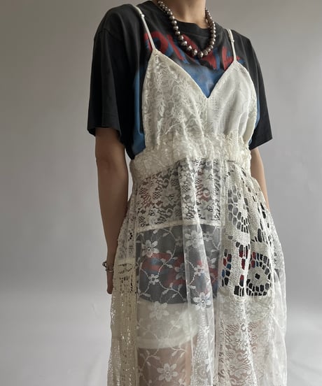 【RE;CIRCLE】RE Crochet Patch Back RBN Camisole One-Piece/240829ー006