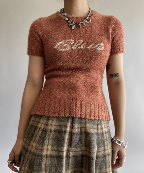 【USED】BURBERRY Lame S/S Knit Top /241006-030