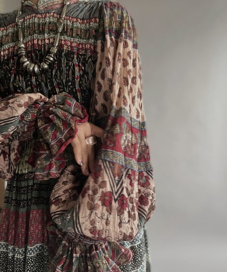 【RE;CIRCLE】 RE Indian Cotton Balloon Sleeved One-piece / 220901-002