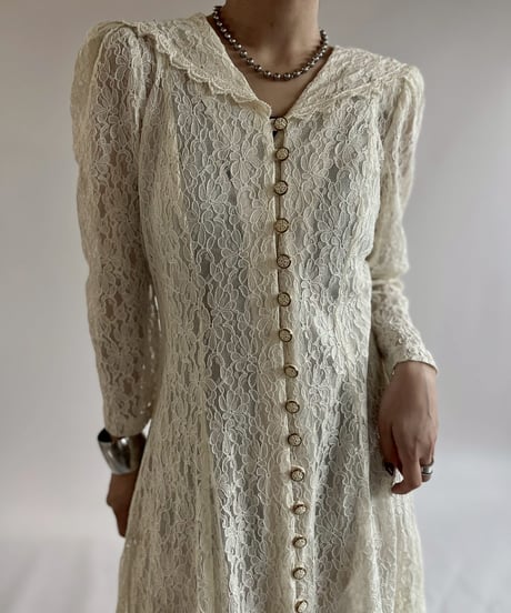 【USED】 Lace Pattern Long One-Piece /250621-024